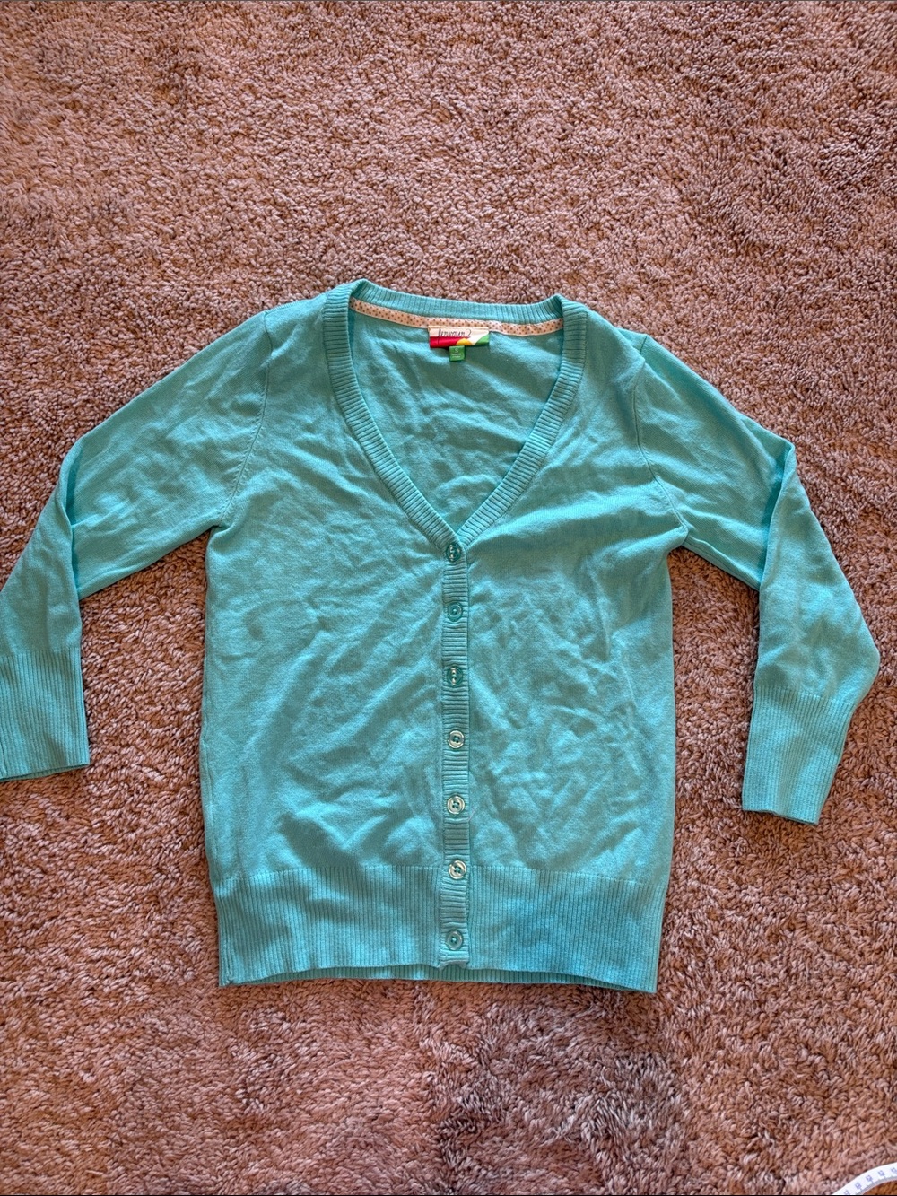 LAST CHANCE! Light Aqua V-Neck Button Cardigan Sweater